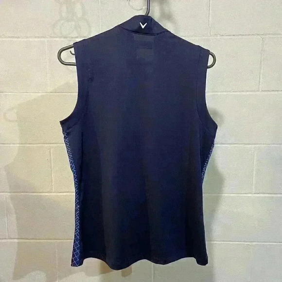 Callaway Women Sleeveless Golf Top MEDIUM Blue 1/4 Zip Athletic OptiDry Colorful - Picture 4 of 7